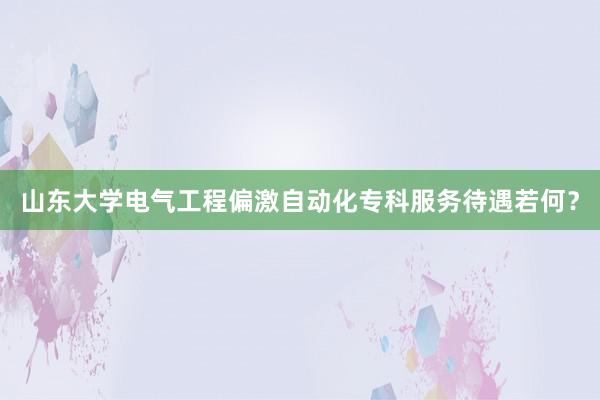 山东大学电气工程偏激自动化专科服务待遇若何？