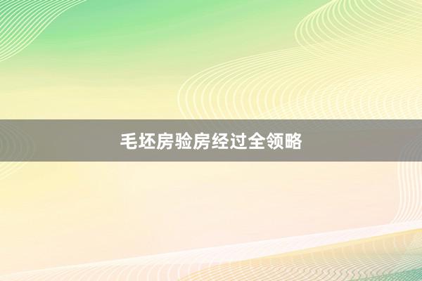 毛坯房验房经过全领略